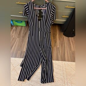 Striped Navy and White Jumpsuit